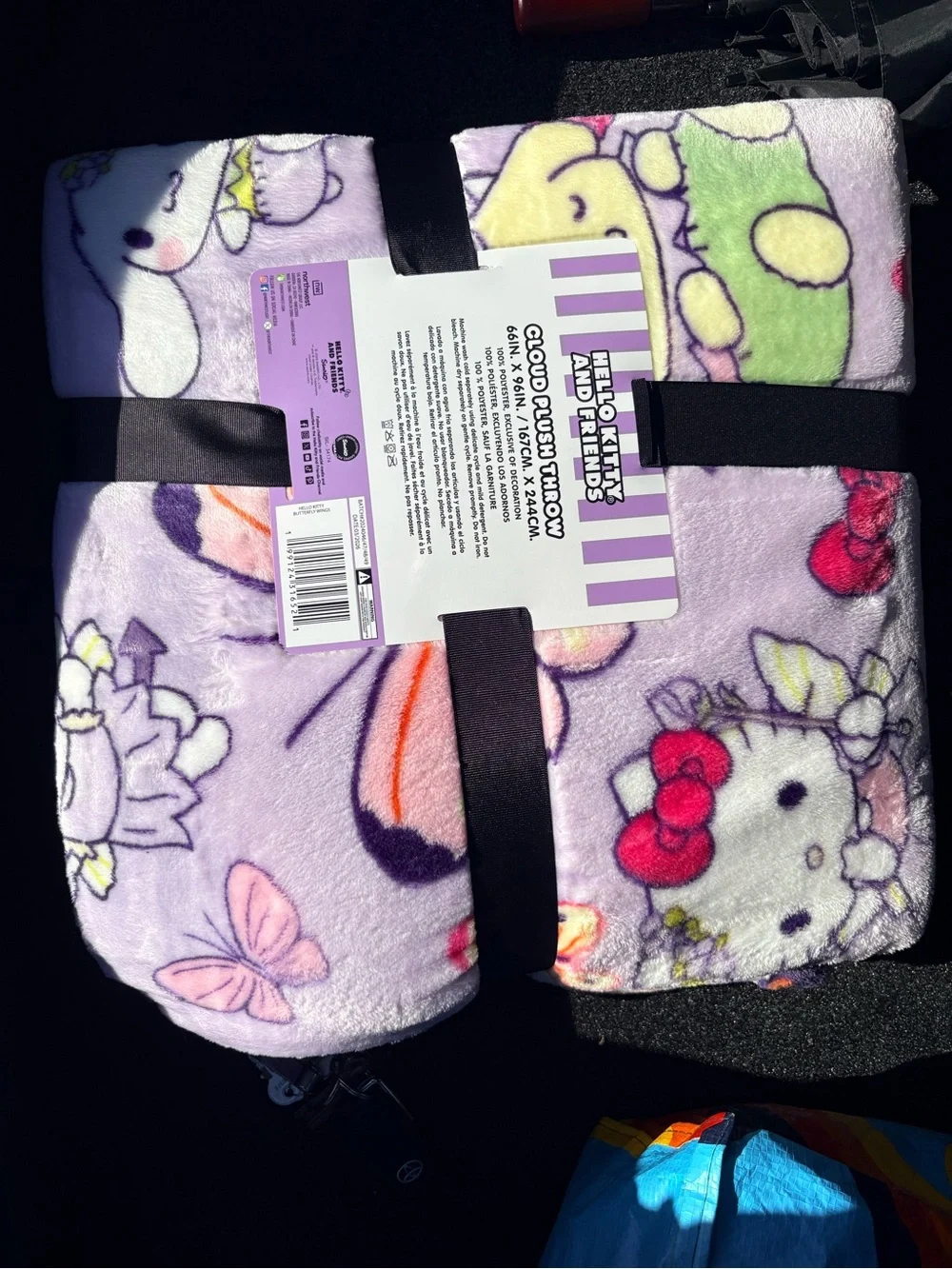 Hello Kitty Lavender Plush Throw Blanket with Pastel Character Prints